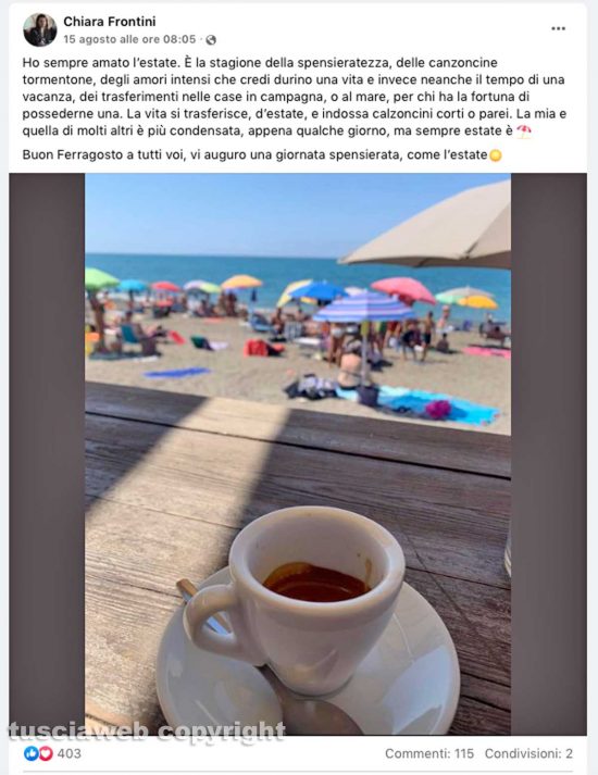 Il post ferragostano di Chiara Frontini
