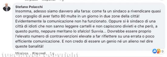 Stefano Polacchi critica Chiara Frontini sui social