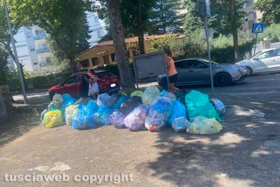 Viterbo - Sacchi di plastica in via Monte Cervino