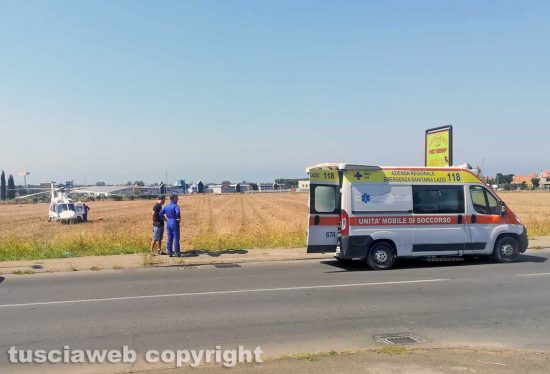 Tarquinia - Intervento del 118 con elisoccorso Pegaso e ambulanza