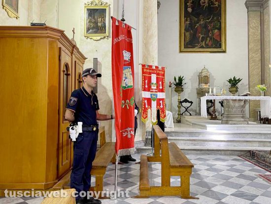Viterbo - Il funerale di Alessio Paternesi - I gonfaloni di provincia e comune di Civita Castellana