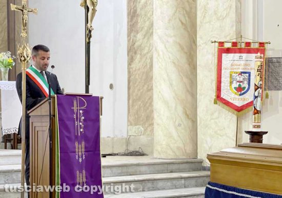 Viterbo - Il funerale di Alessio Paternesi - L'intervento del sindaco di Civita Castellana Luca Giampieri