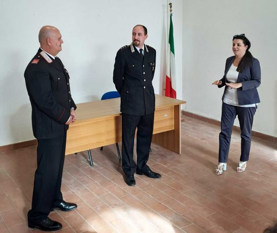 Viterbo - Presentazione Vincenzo Foti, nuovo comandante della stazione di Grotte Santo Stefano - con il comandante Felice Bucalo e la sindaca Chiara Frontini