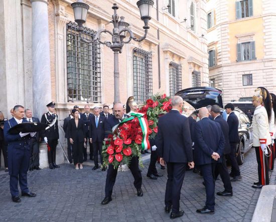 Roma - L'arrivo del feretro di Napolitano al Senato