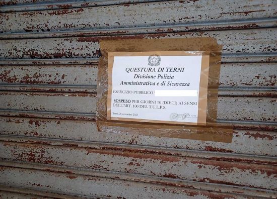 Terni - Risse e problemi di ordine pubblico, sospesa la licenza a un bar