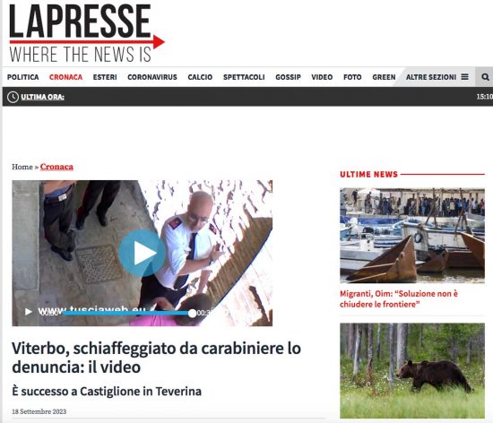 Castiglione in Teverina - La notizia del carabiniere che schiaffeggia un cittadino finisce su tutta la stampa nazionale - L'articolo de La presse