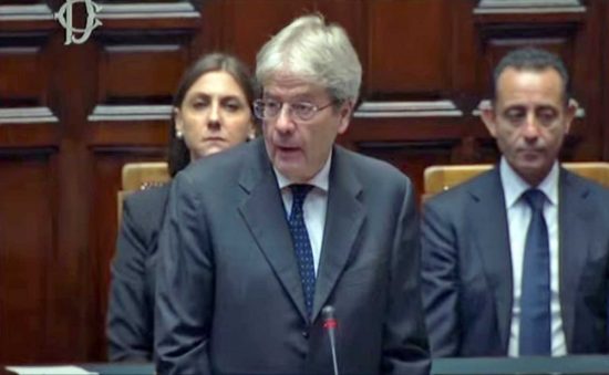 Roma - Paolo Gentiloni alle esequie di Giorgio Napolitano