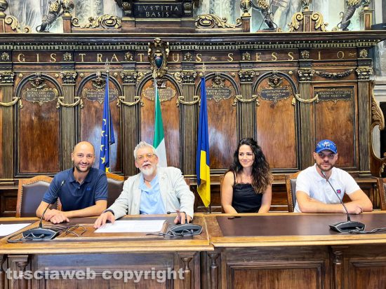 Viterbo - Presentazione terra Music festival - Da sinistra Michele Saraca, Alfonso Antoniozzi, Giada Nassi e Matteo Maraga