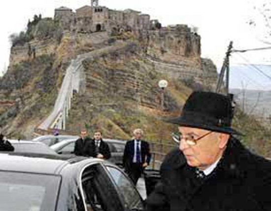 Giorgio Napolitano a Civita di Bagnoregio