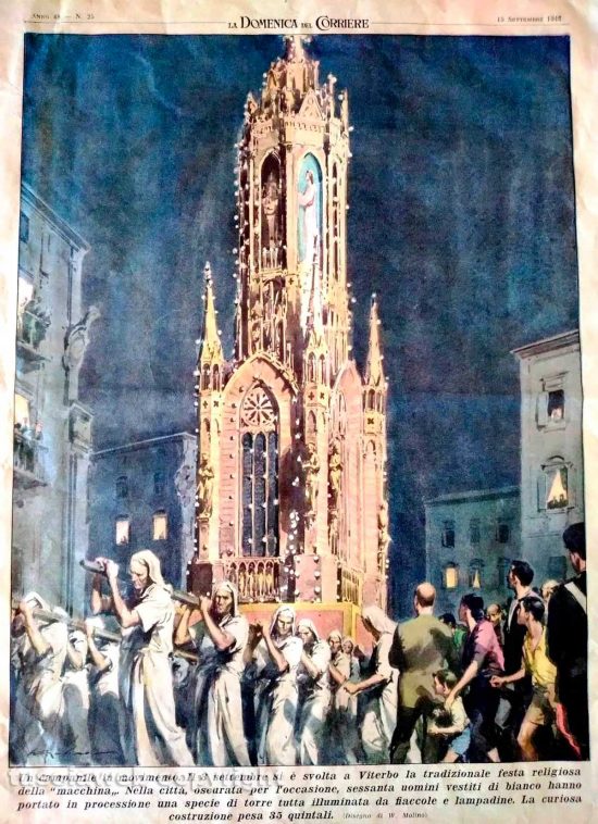 La Macchina di Santa Rosa sulla Domenica del Corriere del 1946
