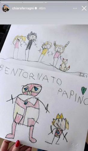 Il disegno del piccolo Leo per Fedez che è tornato a casa