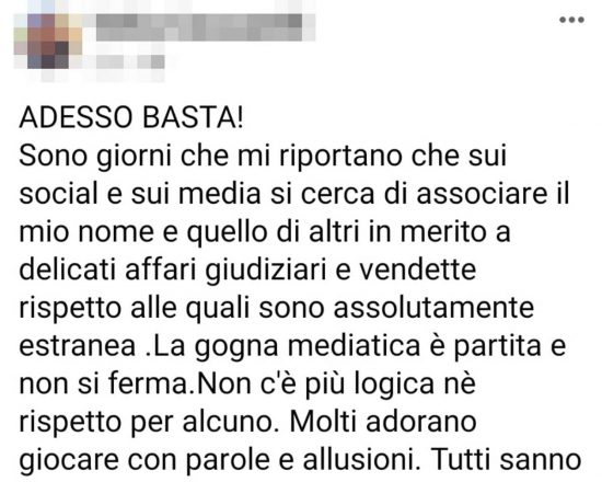 Santa Marinella - Il post della presunta amante di Tidei
