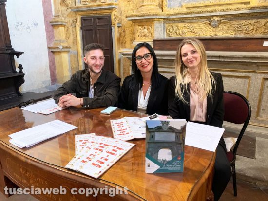 Viterbo - Presentazione della 35esima sagra della castagna e la sesta del fungo porcino - Da sinistra Alessio Fapperdue, Katia Scardozzi e Elisa Turchetti