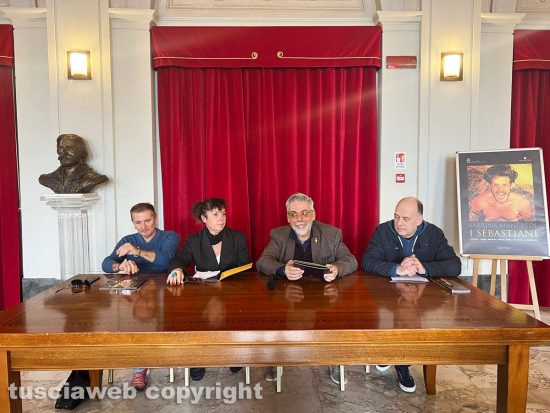Viterbo - Presentazione della mostra I Sebastiani - Da sinistra Antonello Ricci, Sabrina Manfredi, Alfonso Antoniozzi e Massimo Giacci