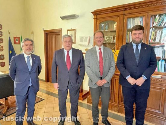 Da sinistra: Francesco Battistoni, Antonio Tajani, Stefano Ubertini e Alessandro Romoli