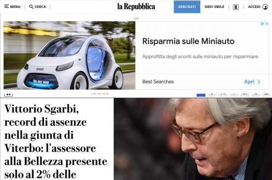 Repubblica - L'articolo su Sgarbi