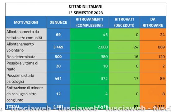 I dati del Report del commissario straordinario del governo per le persone scomparse - I motivi dell'allontanamento