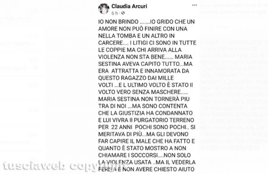 Landolfi condannato per omicidio - Il post di Claudia Arcuri, parente di Maria Sestina