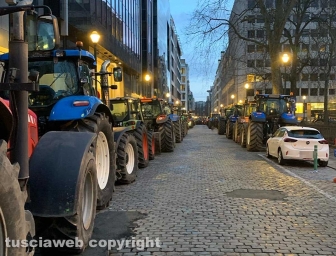 Bruxelles - Agricoltori in protesta davanti all'Europarlamento