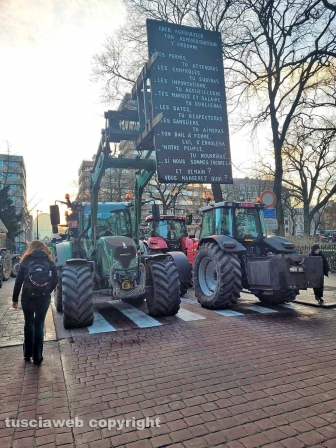 Bruxelles - Agricoltori in protesta davanti all'Europarlamento