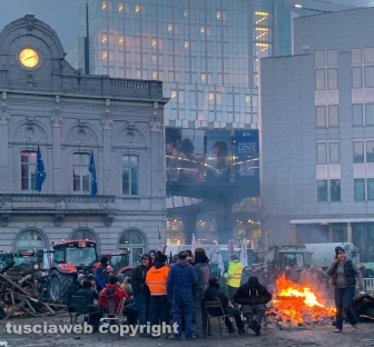 Bruxelles - Agricoltori in protesta davanti all'Europarlamento
