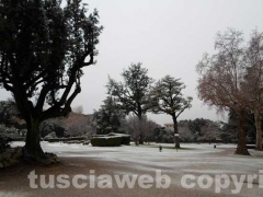 Alba con la neve a Viterbo