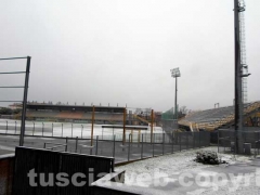 Alba con la neve a Viterbo