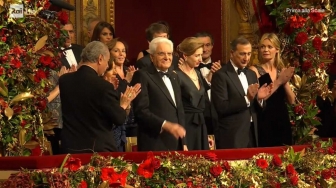 Milano - Il presidente della Repubblica Sergio Mattarella alla prima della Tosca alla Scala