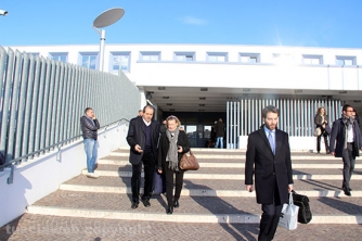 Antonio Di Pietro in tribunale a Viterbo con il suo avvocato Maria Raffaella Talotta