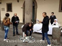Il flashmob contro l'arsenico a piazza del Comune