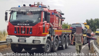 Vetralla - Incidente sulla superstrada - I vigili del fuoco