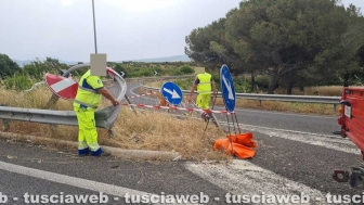Vetralla - Incidente sulla superstrada - Il personale Anas