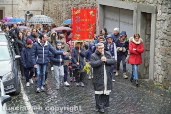 Boccioli, rosine e sbandieratori in corteo per santa Rosa