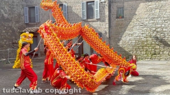 Viterbo - Capodanno cinese - Il drago rosso e giallo danza per le vie di Pianoscarano