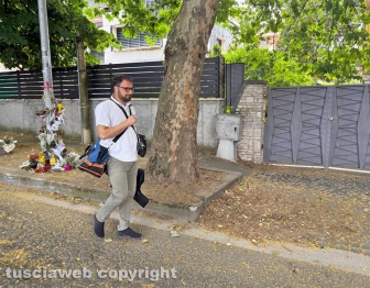 Viterbo - Caso Leonardo Cristiani - Sopralluogo a viale Trieste - Il consulente della procura Damiano Bianchi con il drone
