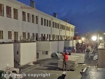 Viterbo - Crollo - Smontata l'impalcatura in nottata e abitazioni rese subito agibili
