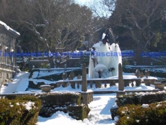 La fontana dei quattro mori a Villa Lante danneggiata dal ghiaccio