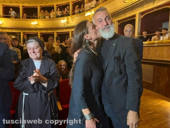 Viterbo - Teatro dell’Unione - La presentazione di Dies Natalis la nuova macchina di Santa Rosa - Raffaele Ascenzi e la moglie