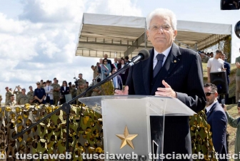 Il presidente Sergio Mattarella al poligono di Monte Romano