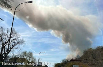 Gallese - Incendio in una fabbrica di sanitari