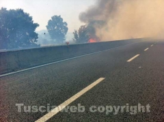 L\'incendio tra strada Bagni e la Superstrada