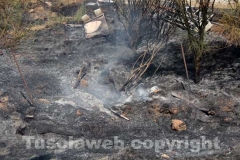 L\'incendio tra strada Bagni e la Superstrada