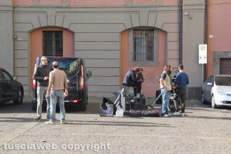 Gianni Morandi sul set a Viterbo