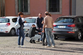 Gianni Morandi sul set a Viterbo