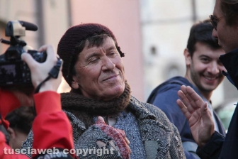 Gianni Morandi sul set a Viterbo