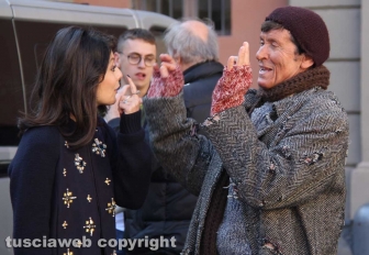 Gianni Morandi sul set a Viterbo