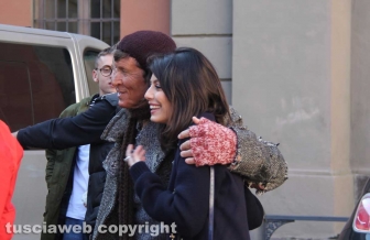 Gianni Morandi sul set a Viterbo
