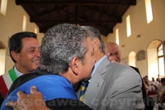 Il saluto tra Celestini e Marcello Meroi