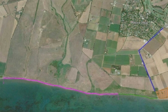 Tarquinia - La mappa d'accesso a Pian di Spille (in viola il tratto interdetto)