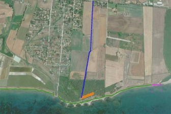 Tarquinia - La mappa d'accesso a San Giorgio (in viola il tratto interdetto)